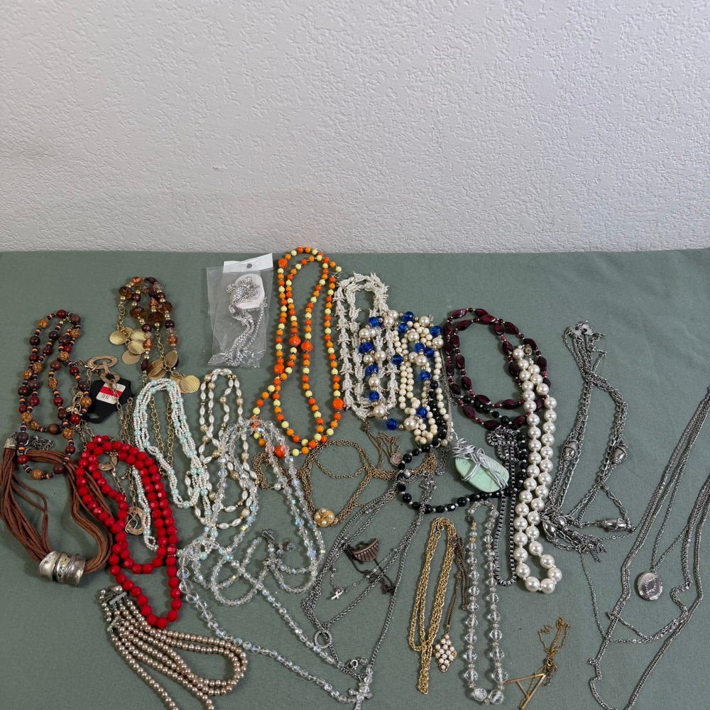 Vintage Costume Jewelry Necklace Lot Faux Pearls Victorian Style Beaded Pendants